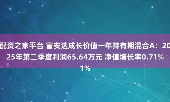 配资之家平台 富安达成长价值一年持有期混合A：2025年第二季度利润65.64万元 净值增长率0.71%
