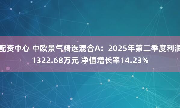 配资中心 中欧景气精选混合A：2025年第二季度利润1322.68万元 净值增长率14.23%